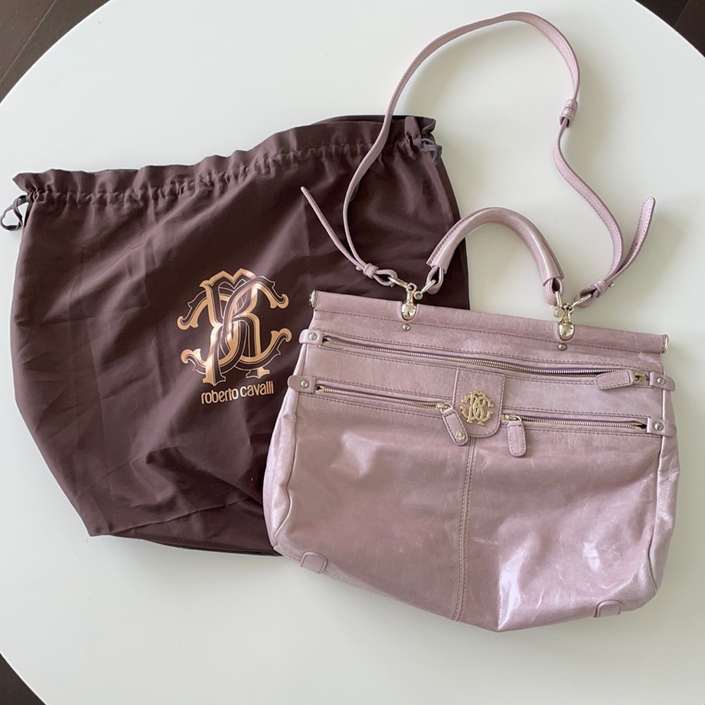 Pink leather Roberto Cavalli bag.